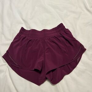 Burgundy lululemon hotty hot shorts
